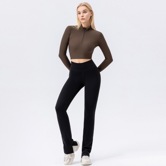 European and American yoga wear, women's high-waisted stand-up collar, zipped long-sleeved yoga coat, tight, slimming, high-elasticity sports and fitness wear European and American yoga wear, women's high-waisted stand-up collar, zipped long-sleeved yoga coat, tight, slimming, high-elasticity sports and fitness wear
