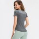 Women's Tight Yoga Short Sleeve Crew Neck Sports T-shirt Mesh Breathable High Elastic Quick-drying Running Fitness Clothing 02216 Women's Tight Yoga Short Sleeve Crew Neck Sports T-shirt Mesh Breathable High Elastic Quick-drying Running Fitness Clothing 02216