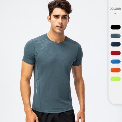 Reflective printed quick-drying sports short-sleeved running training T-shirt for men and women, loose and breathable fitness wear D15009