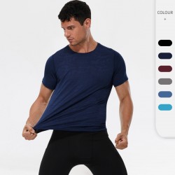 Men's sports short-sleeved loose casual dress rehearsal sweat fitness wear running training high-elasticity quick-drying clothes 01212