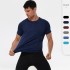 Men's sports short-sleeved loose casual dress rehearsal sweat fitness wear running training high-elasticity quick-drying clothes 01212