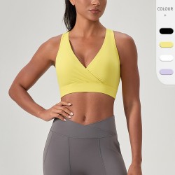 European and American women's yoga wear, sports underwear, nude deep V, sexy fitness bra, nylon high-elasticity I-shaped vest 52763