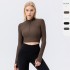 European and American yoga wear, women's high-waisted stand-up collar, zipped long-sleeved yoga coat, tight, slimming, high-elasticity sports and fitness wear