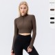 European and American yoga wear, women's high-waisted stand-up collar, zipped long-sleeved yoga coat, tight, slimming, high-elasticity sports and fitness wear European and American yoga wear, women's high-waisted stand-up collar, zipped long-sleeved yoga coat, tight, slimming, high-elasticity sports and fitness wear