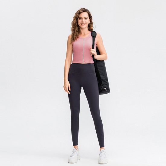 Women's fitness vest with round neck, breathable sports running top, quick-drying, elastic and slimming yoga vest 02116