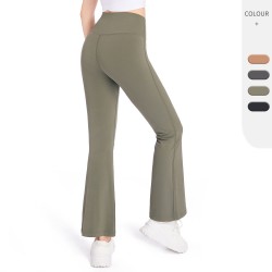 Nude high-waisted, hip-lifting yoga pants, women's sports flared pants, elastic, breathable and loose running and fitness pants JY1908
