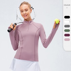 Women's Autumn And Winter Yoga Long Sleeve Fitness Clothing Slim Running T-shirt Jacket Quick-drying Sports Sweater 12521