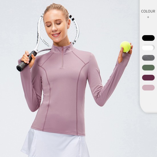 Women's Autumn And Winter Yoga Long Sleeve Fitness Clothing Slim Running T-shirt Jacket Quick-drying Sports Sweater 12521 Women's Autumn And Winter Yoga Long Sleeve Fitness Clothing Slim Running T-shirt Jacket Quick-drying Sports Sweater 12521