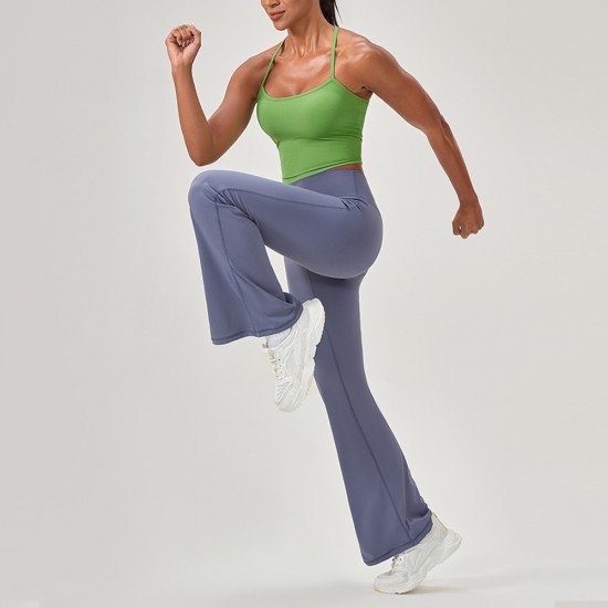 European and American yoga vest, women's chest pad, ribbed tight sports top, strappy running and fitness vest 52165