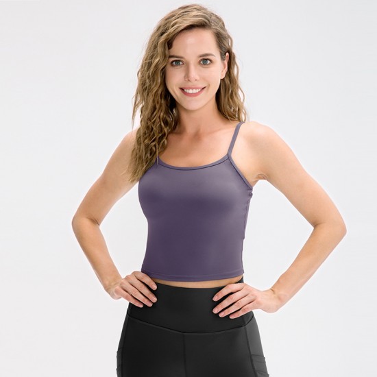 Ladies' tight fitness vest, running quick-drying sports top, nude yoga suit, strappy vest 12122 Ladies' tight fitness vest, running quick-drying sports top, nude yoga suit, strappy vest 12122