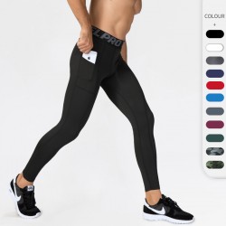 Men's Fitness Pants With Pocket Pro Running Training Sports Stretch Sweat-wicking Quick-drying Tight Pants 1080