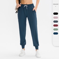 Women's drawstring running sports pants, loose fitness tight-fitting pants, casual bagged stretch yoga pants 12355