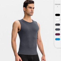 Men's fitness vest, tight training round-neck waistcoat, high-elasticity quick-drying sports running top 01106