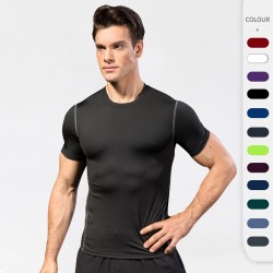 Men's Tight Training Fitness Clothing Running Short-sleeved Sportswear Amazon Stretch Quick-drying Clothes T-shirt 1003