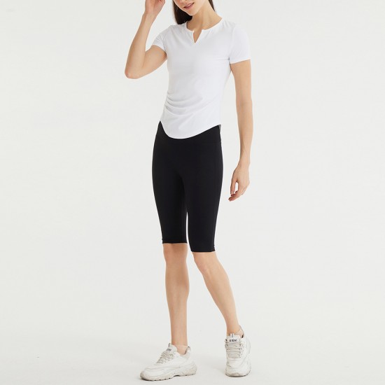 Spring and summer yoga short-sleeved women's slimming, quick-drying and breathable sports T-shirt with pleated slimming running and fitness top JY114 Spring and summer yoga short-sleeved women's slimming, quick-drying and breathable sports T-shirt with pleated slimming running and fitness top JY114