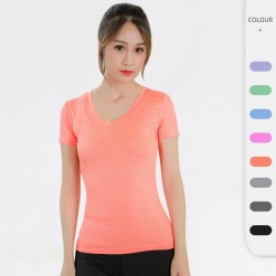 Women's V-neck tight short-sleeved PRO fitness running exercise Amazon wish quick-drying T-shirt 2118