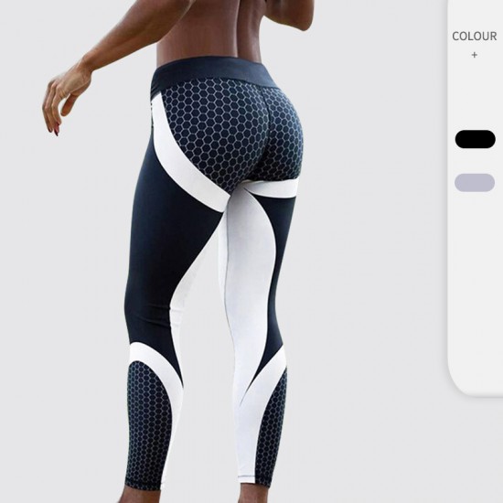 Women's PRO Tight Sports Running Yoga Training Printed Long Pants Quick-drying Stretch Fitness Long Pants 5027