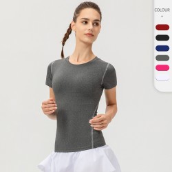 Women's PRO Tight-fitting training short-sleeved Sports Fitness Yoga Sweat-wicking Quick-Drying short-sleeved T-shirt 2003
