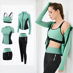 Spring, summer and autumn women's yoga wear, running and exercise, high-elasticity slimming and shaping clothing, fitness quick-drying 5-piece set y92001