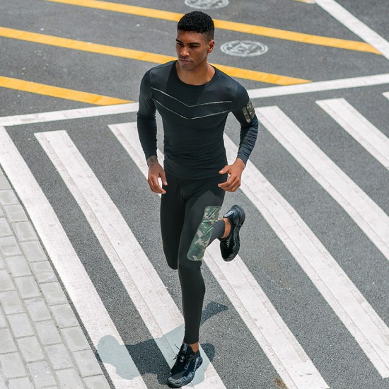 Men's fitness wear, long-sleeved quick-drying outdoor running T-shirt, moisture-wicking, tight height and elastic training suit 91502 Men's fitness wear, long-sleeved quick-drying outdoor running T-shirt, moisture-wicking, tight height and elastic training suit 91502