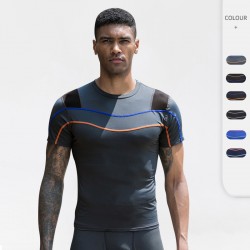 Men's PRO fitness short-sleeved reflective Running training Quick-drying Suit High-Elasticity Tight Suit Sports short-sleeved T-shirt 91209