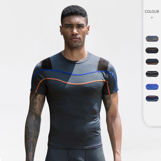 Men's PRO fitness short-sleeved reflective Running training Quick-drying Suit High-Elasticity Tight Suit Sports short-sleeved T-shirt 91209 Men's PRO fitness short-sleeved reflective Running training Quick-drying Suit High-Elasticity Tight Suit Sports short-sleeved T-shirt 91209