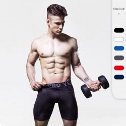 Men's Pro Sports Shorts Fitness Training Running Elastic Quick-drying Mesh Breathable Tight Shorts 1045