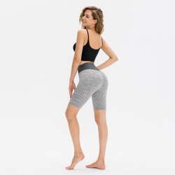 Female summer European and American hip-lifting yoga shorts Honeycomb peach hip quick-drying high-waists fitness exercise 5-point shorts 12423