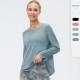 Women's autumn and winter yoga wear, loose and slimming, long-sleeved T-shirt for running and exercise, quick-drying and breathable training and fitness wear 12529