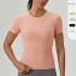 Women's European and American running yoga wear, short-sleeved nude quick-drying sports top, round-neck tight fitness T-shirt 52251