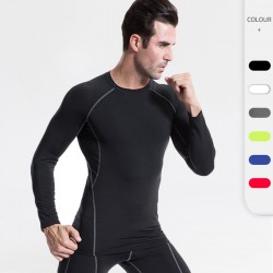 Men's Tight PRO fitness exercise running T-shirt Elastic Sweat-wicking Quick-drying long-sleeved shirt 1039