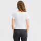 Women's fitness short-sleeved round-neck tight-fitting quick-drying sports T-shirt, elastic running high-waisted yoga wear top 02215 Women's fitness short-sleeved round-neck tight-fitting quick-drying sports T-shirt, elastic running high-waisted yoga wear top 02215
