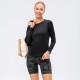 Women's autumn and winter yoga exercise long-sleeved quick-drying breathable mesh fabric patchwork elastic running exercise fitness wear 12522 Women's autumn and winter yoga exercise long-sleeved quick-drying breathable mesh fabric patchwork elastic running exercise fitness wear 12522