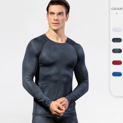 Men's 3D printed fitness running training long-sleeved amazon tight Stretch Sweat-wicking quick-drying garment 4029