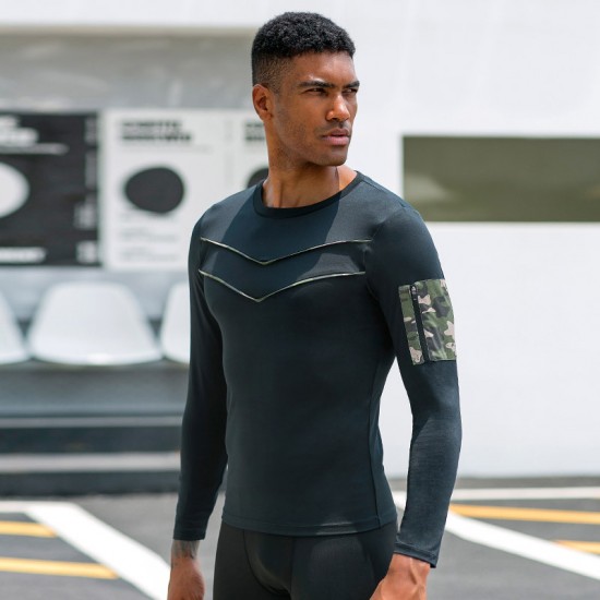 Men's fitness wear, long-sleeved quick-drying outdoor running T-shirt, moisture-wicking, tight height and elastic training suit 91502 Men's fitness wear, long-sleeved quick-drying outdoor running T-shirt, moisture-wicking, tight height and elastic training suit 91502