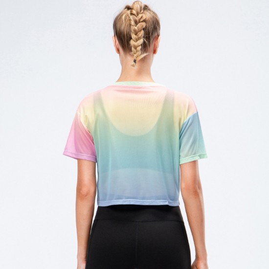Women's loose running exercise short-sleeved quick-drying breathable fitness T-shirt, outdoor training yoga top 10104