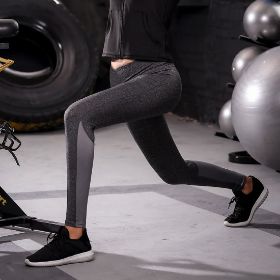 Women's fitness yoga long pants, reflective strips, night running sports training pants, high-elasticity quick-drying tight long pants 2089
