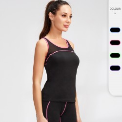 Women's yoga sports vest, fitness running color-matching mesh breathable tight-fitting vest, elastic quick-drying vest 92102