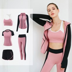 Women's yoga set, running training tight elastic sportswear, quick-drying sweat-wicking fitness suit five-piece set Y92002