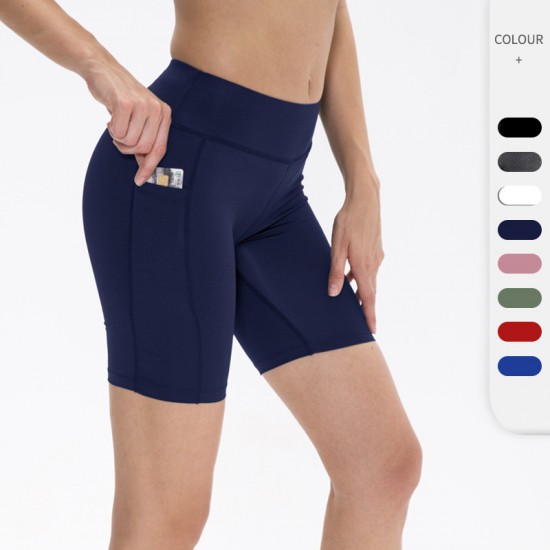 Women's yoga shorts with hip lifting and pockets, outdoor sports running training pants, quick-drying tight fitness shorts, 2044 Women's yoga shorts with hip lifting and pockets, outdoor sports running training pants, quick-drying tight fitness shorts, 2044