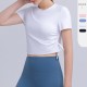 Spring and summer women's yoga exercise short-sleeved quick-drying breathable drawstring adjustable crop top fitness running short-sleeved JY1278