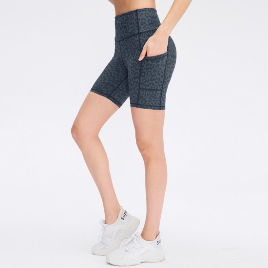 Women's Printed Nude Yoga Shorts With Pockets Skin-friendly Tight Elastic Quick-drying Sports Fitness Shorts 02413 Women's Printed Nude Yoga Shorts With Pockets Skin-friendly Tight Elastic Quick-drying Sports Fitness Shorts 02413