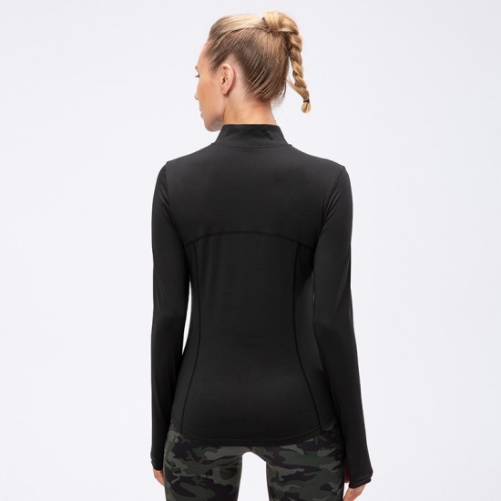 Women's Autumn And Winter Yoga Long Sleeve Fitness Clothing Slim Running T-shirt Jacket Quick-drying Sports Sweater 12521 Women's Autumn And Winter Yoga Long Sleeve Fitness Clothing Slim Running T-shirt Jacket Quick-drying Sports Sweater 12521