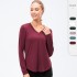 Women's autumn and winter yoga long-sleeved loose casual sports T-shirt, quick-drying and breathable running training fitness clothes 12524
