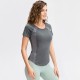 Women's Tight Yoga Short Sleeve Crew Neck Sports T-shirt Mesh Breathable High Elastic Quick-drying Running Fitness Clothing 02216 Women's Tight Yoga Short Sleeve Crew Neck Sports T-shirt Mesh Breathable High Elastic Quick-drying Running Fitness Clothing 02216