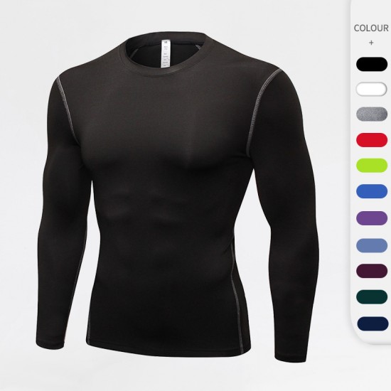 Men's Tight Training PRO Sports Fitness Running Long-sleeved Sweat-wicking Quick-Drying Clothes Long-sleeved Shirts T-shirt 1019