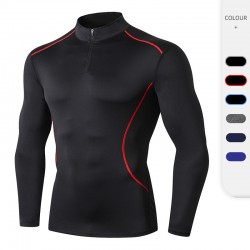 Men's Autumn and winter Stand-up collar fitness wear PRO Sports running training Long-sleeved high-elasticity quick-drying tight suit 91505