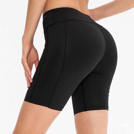 Women's yoga shorts with hip lifting and pockets, outdoor sports running training pants, quick-drying tight fitness shorts, 2044 Women's yoga shorts with hip lifting and pockets, outdoor sports running training pants, quick-drying tight fitness shorts, 2044