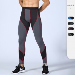 Men's PRO Tight sports running training fitness Pants, sweat-wicking Quick-drying, high-elasticity color-blocking patchwork Trousers 4030