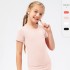 Children's summer yoga exercise short-sleeved T-shirt, sweat-absorbing and breathable, girls' running and dance training top, short-sleeved 23207
